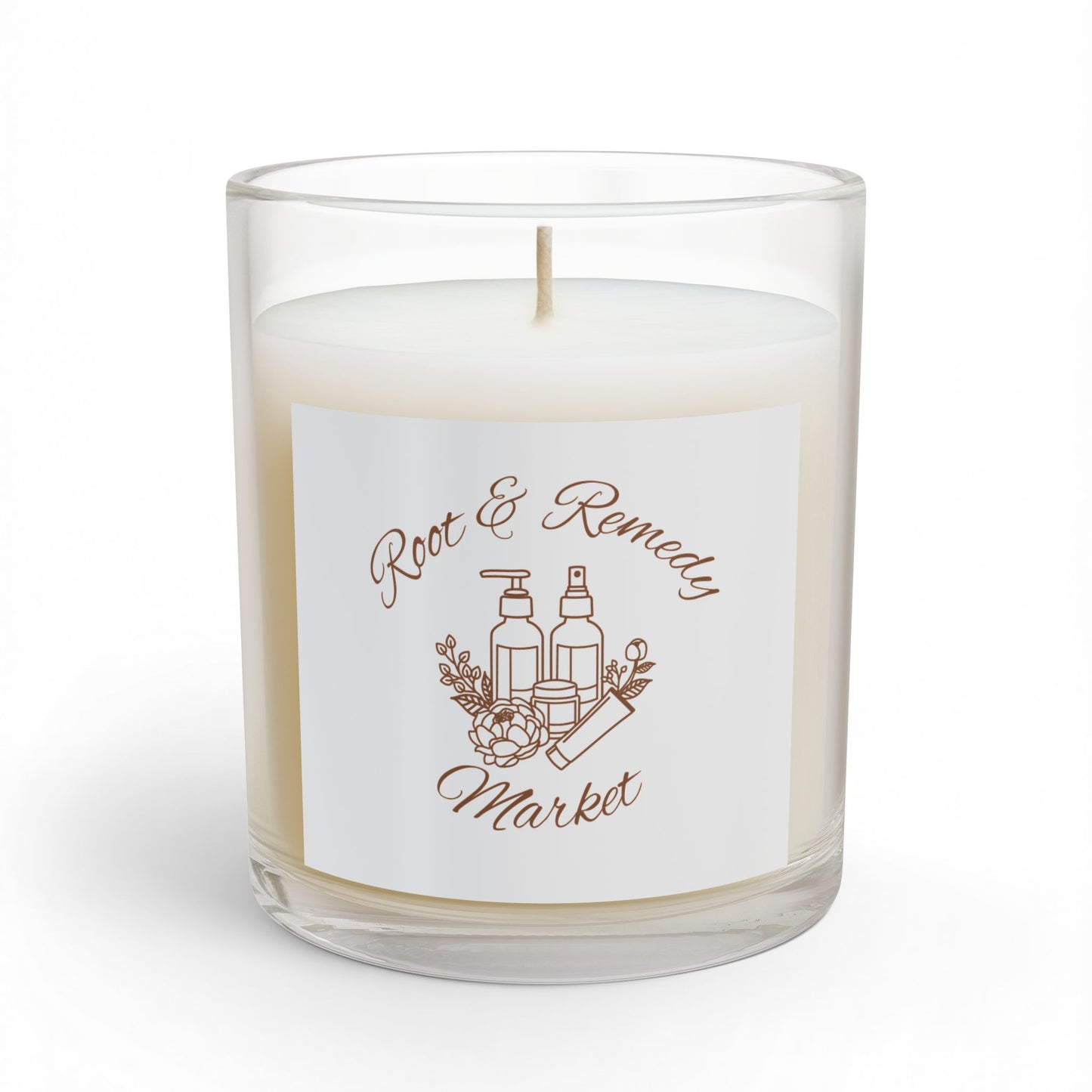 Root & Remedy Market 11oz Glass Candle — Botanical Apothecary Scented Candle